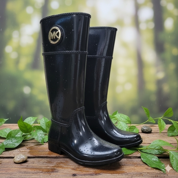 Michael Kors Patent Knee-High Rain Boots - Picture 1 of 16
